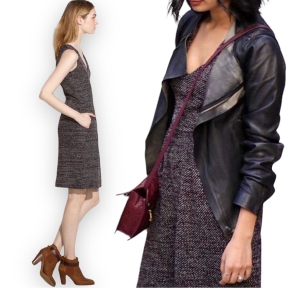 NWT Madewell Maroon Terrace Tweed Fit and Flare Sleeveless Dress sz S - Picture 12 of 14